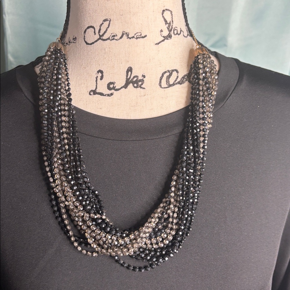 Vintage Multi Strand Faceted Bead Statement Necklace